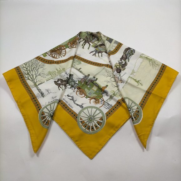 Hermes scarf Carre 90 Yellows Silk100% Authentic Ledoux - Picture 3 of 10